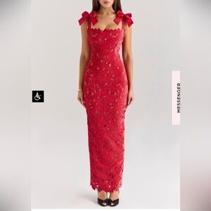 House of CB Red Velvet Lace Dress